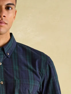 Abbott Navy Blue Checked Cotton Poplin Shirt<Joules Best