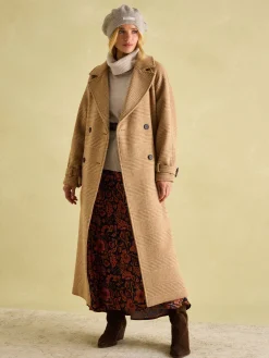 Amberley Tan Brown Longline Wool Blend Coat with Belt<Joules Hot