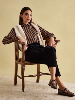 Amilla Navy & Tan Stripe Shirt<Joules Outlet