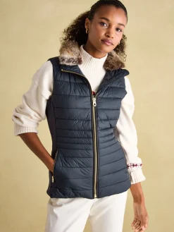 Beckley Padded Showerproof Gilet With Detachable Faux Fur Collar<Joules Hot