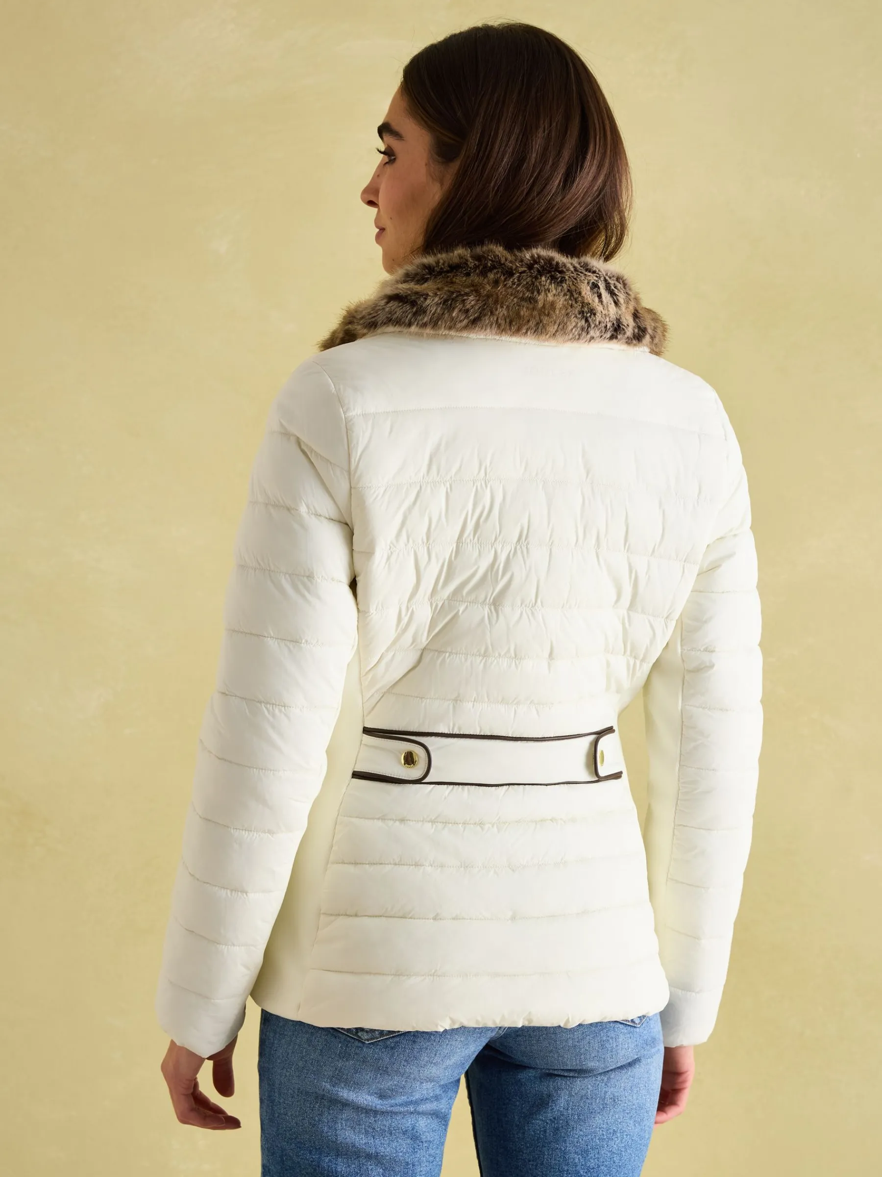 Beckley Padded Showerproof Jacket with Faux Fur Trim<Joules Best