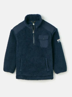 Boys' Billy Navy Blue Half Zip Borg Fleece<Joules Online