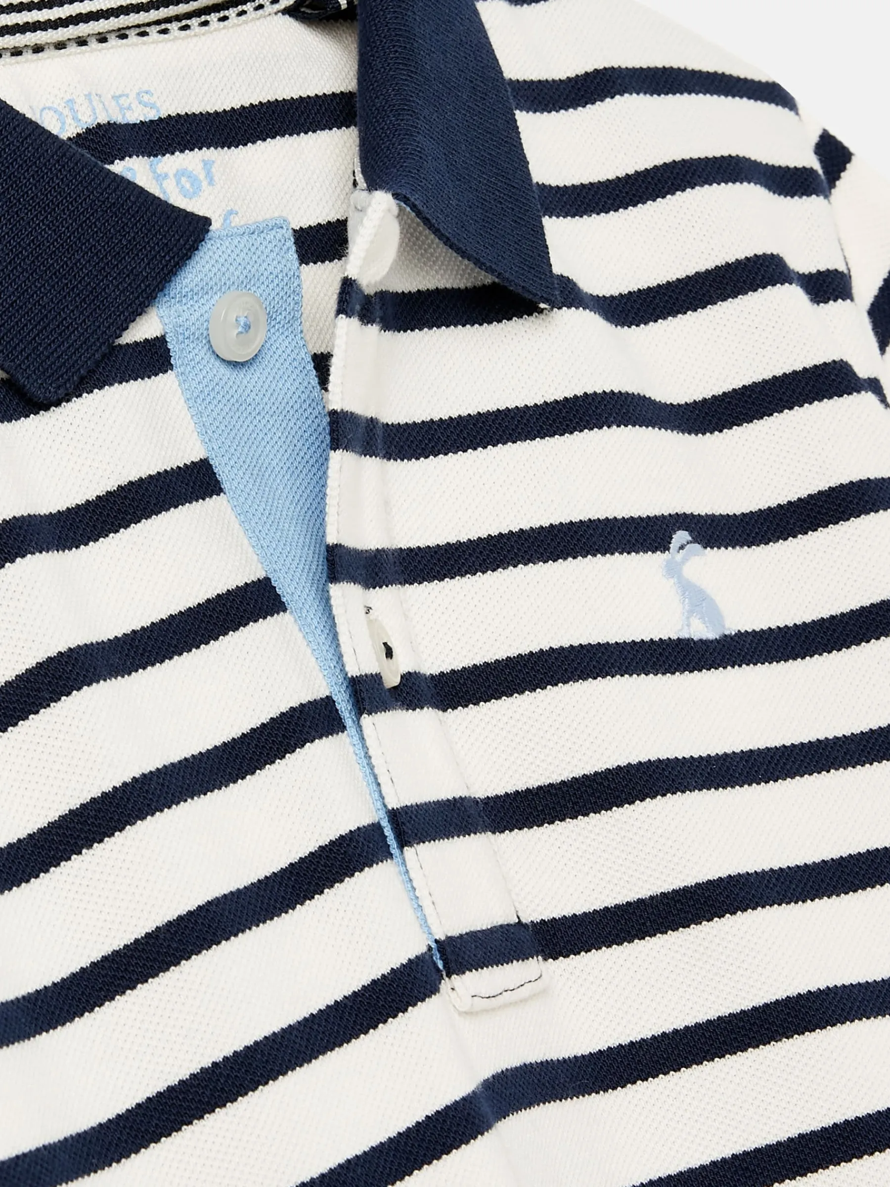 Boys' Filbert Navy Blue Striped Pique Cotton Polo Shirt<Joules New