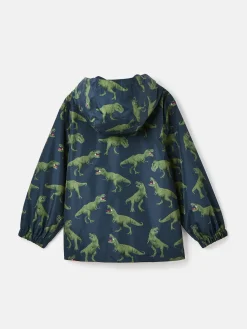 Boys' Rainwell Navy Dinosaur Waterproof Raincoat With Hood<Joules Online
