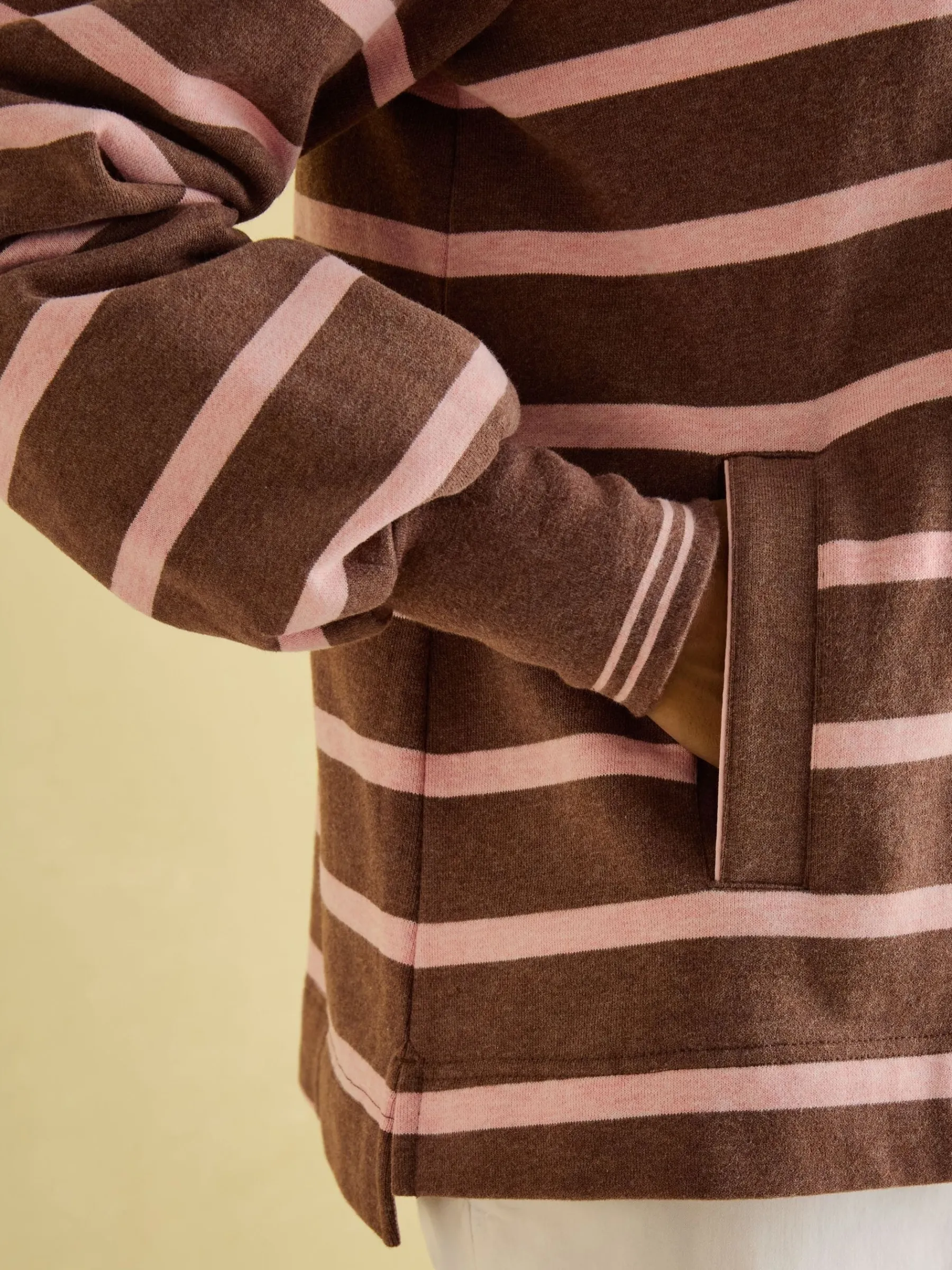 Burnham Chocolate Brown pink Funnel Neck Quarter Zip Sweatshirt<Joules Outlet