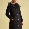Cherington Showerproof Longline Padded Coat with Faux Fur Hood<Joules