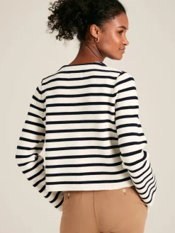Constance Cream & Navy Striped Cotton Cardigan<Joules Best