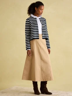 Constance Navy & White Striped Cotton Cardigan<Joules Clearance
