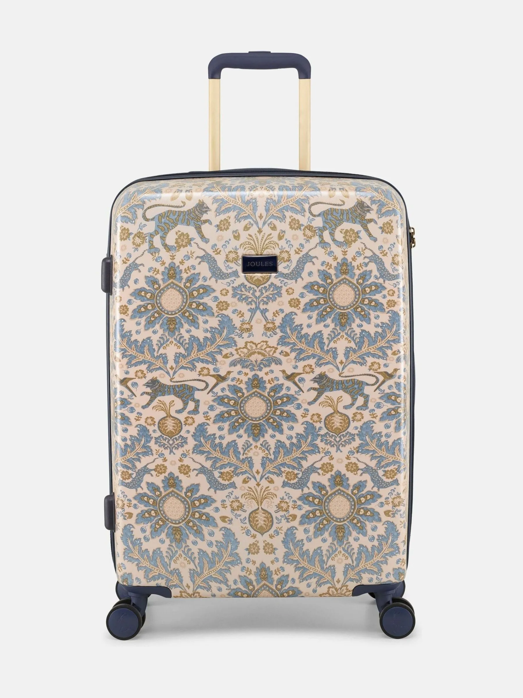 Damask Print Medium Four Wheel Hard Shell Suitcase<Joules Clearance