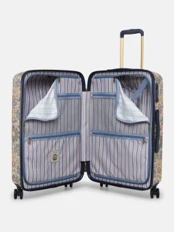 Damask Print Medium Four Wheel Hard Shell Suitcase<Joules Clearance