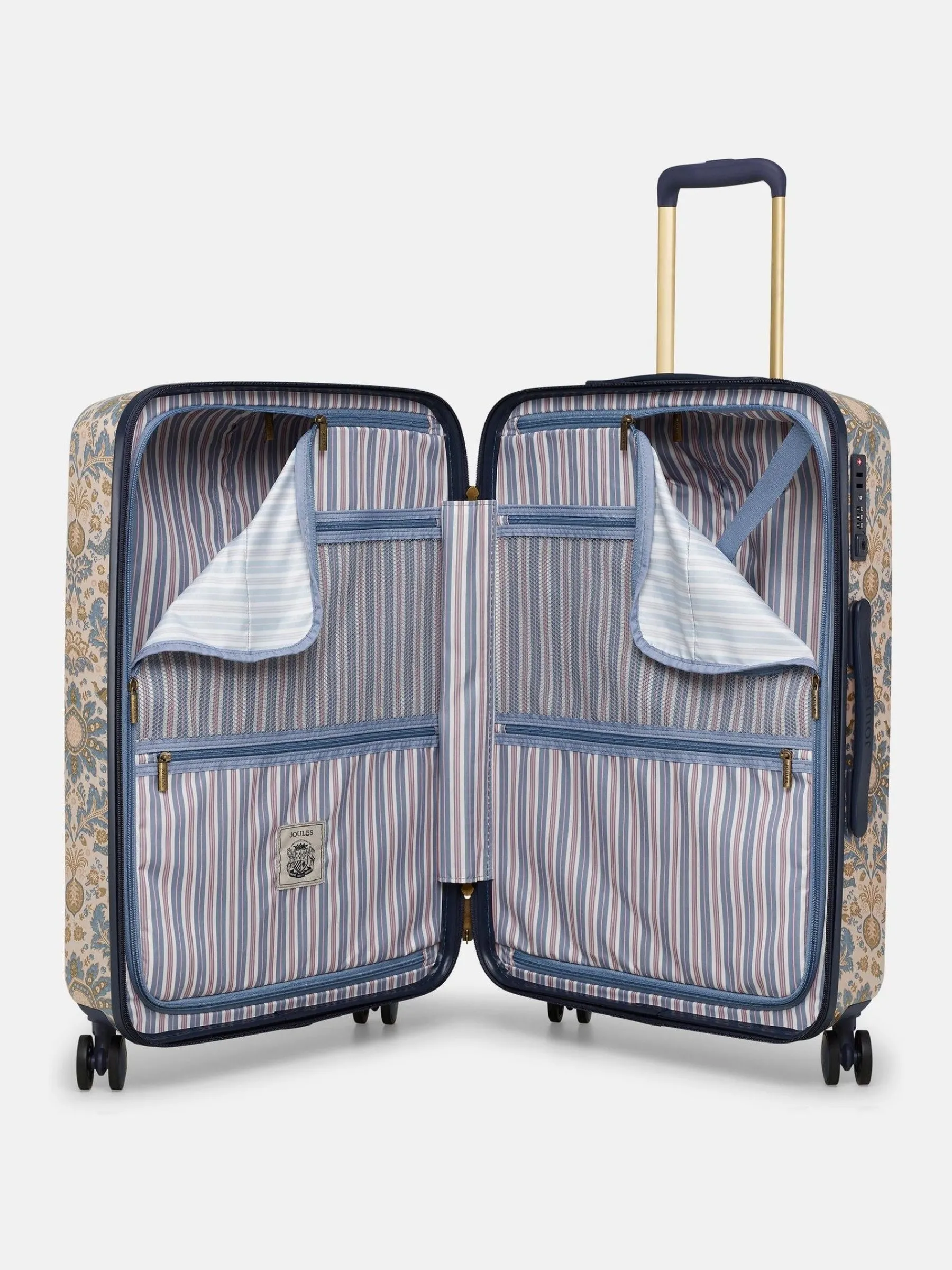 Damask Print Medium Four Wheel Hard Shell Suitcase<Joules Clearance