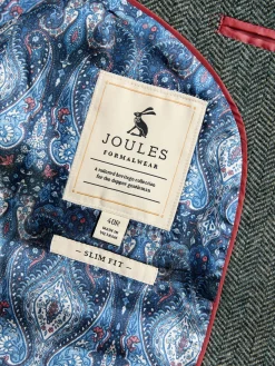 Dark Green Herringbone Texture Slim Fit Blazer<Joules New
