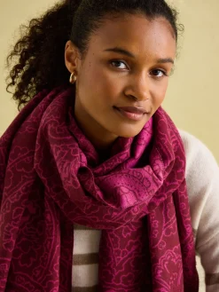 Elissa Pink & Plum Double-Sided Jacquard Scarf<Joules Sale