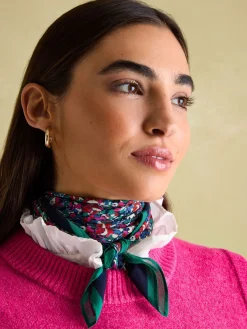 Elsie Multi Navy Printed Lightweight Square Scarf<Joules Discount