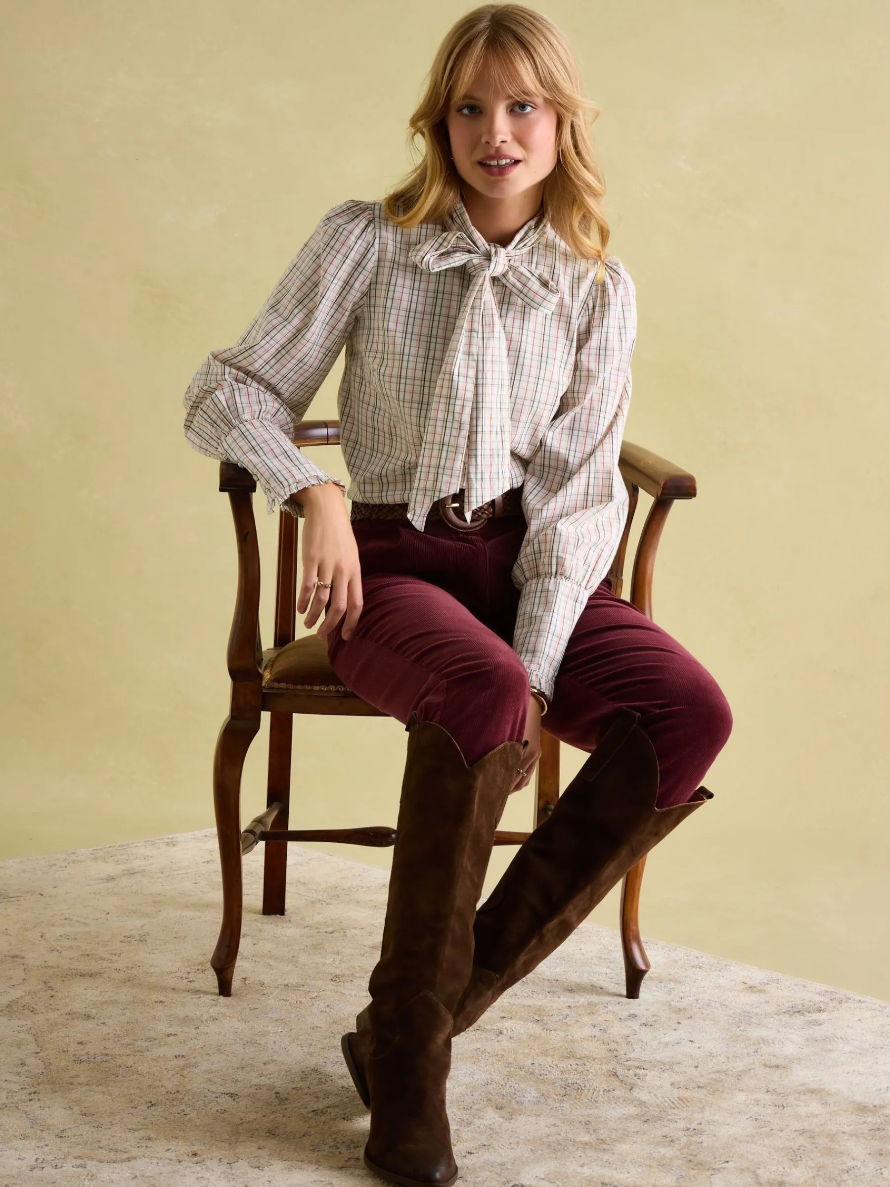 Everly Tie Neck Blouse<Joules Clearance