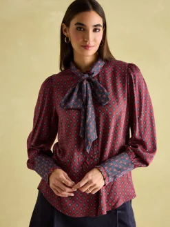 Everly Tie Neck Blouse<Joules Outlet