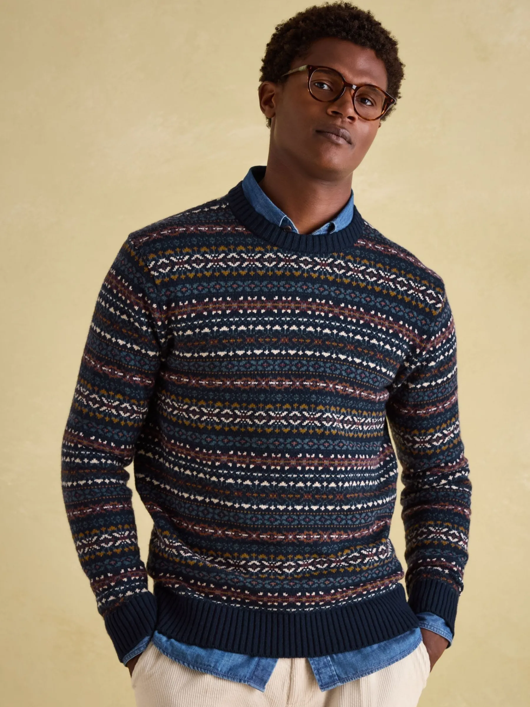 Fair Isle Crew Neck Jumper Contains Merino Wool<Joules Best