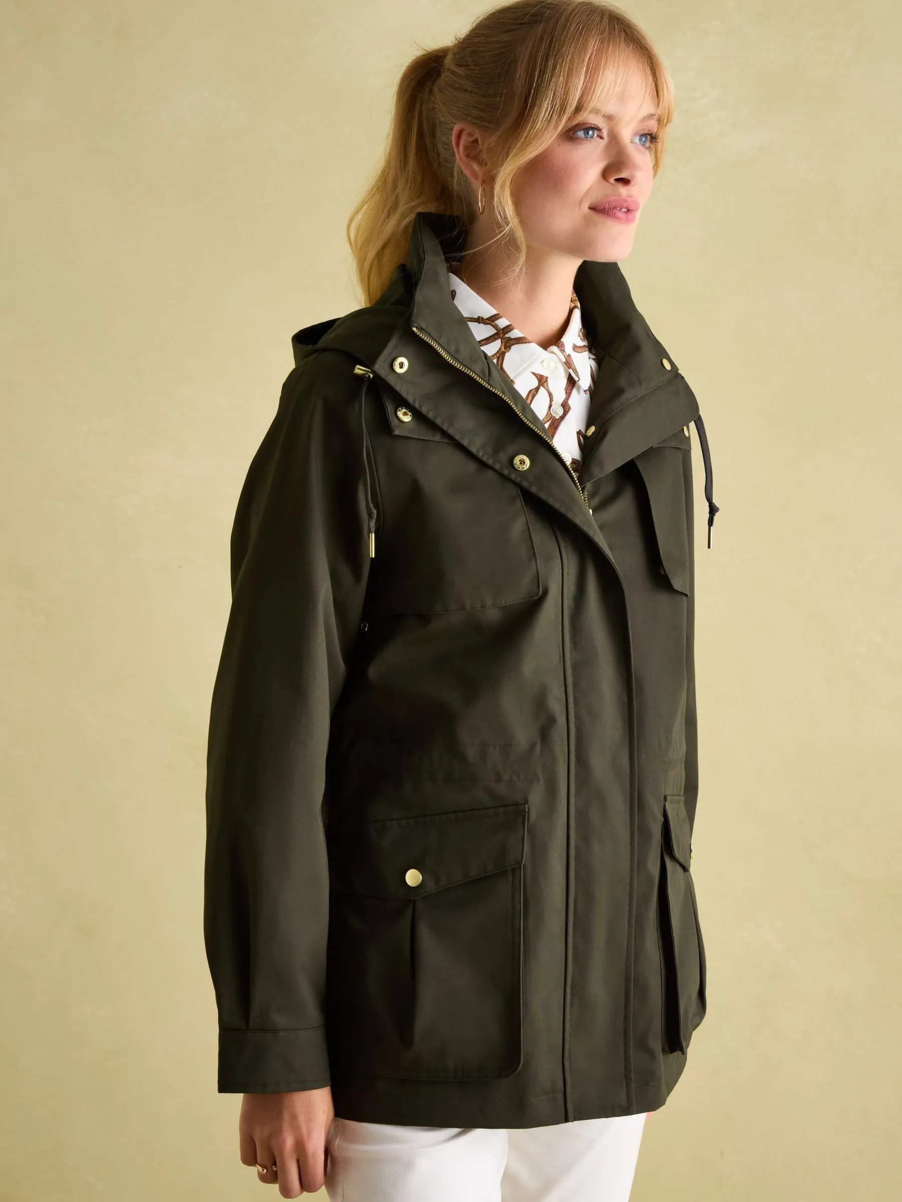 Fairford Khaki Green Waterproof Raincoat with Hood<Joules Discount