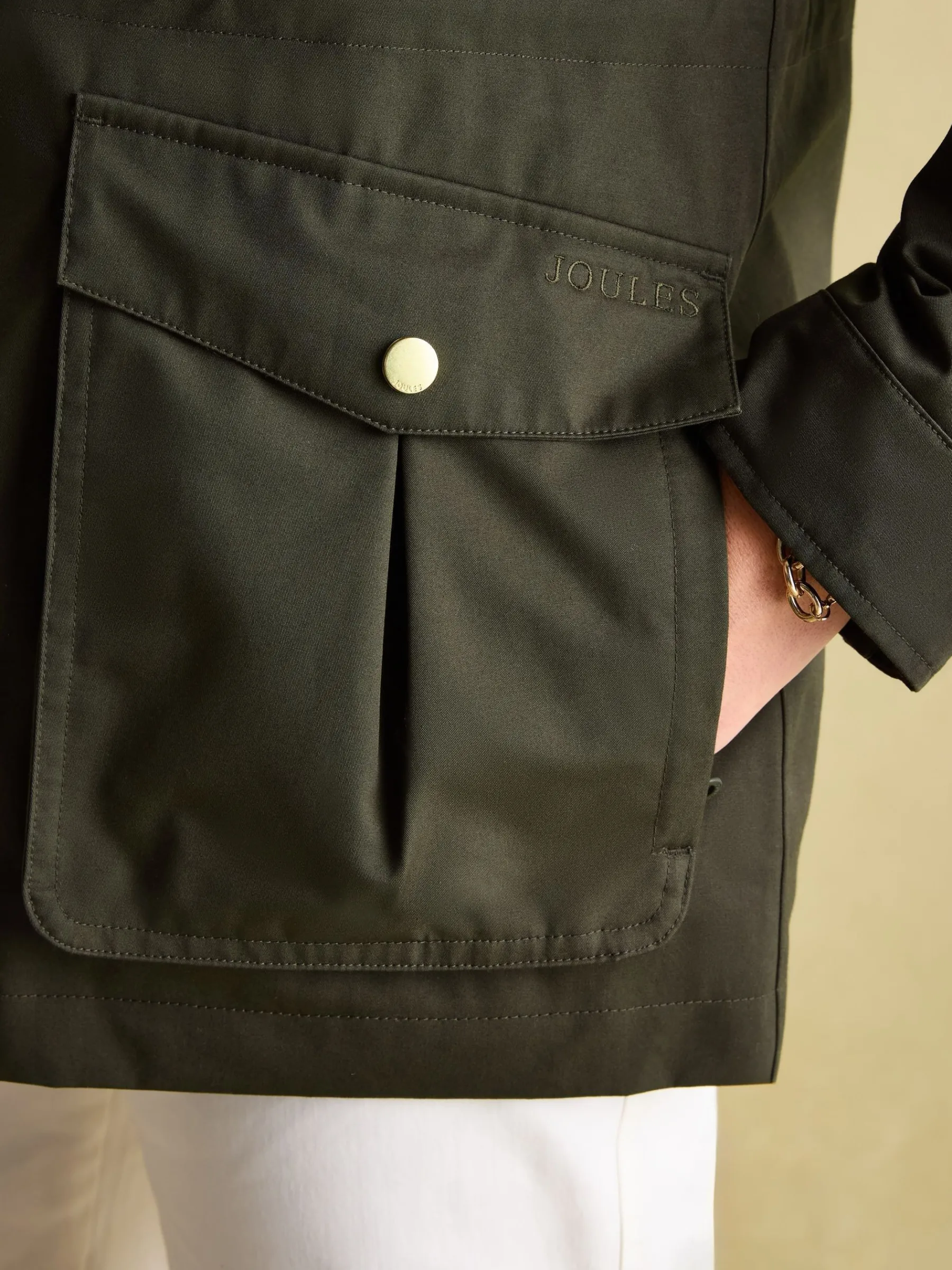 Fairford Khaki Green Waterproof Raincoat with Hood<Joules Discount