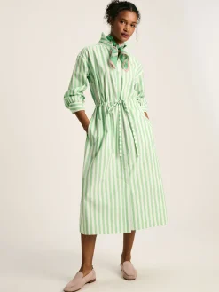Francesca Green & White Tie Waist Shirt Dress<Joules Outlet
