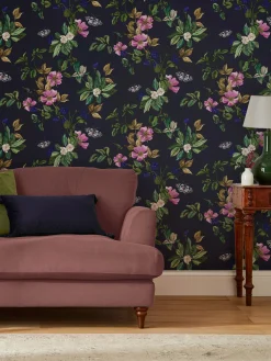 French Navy Wakerley Woodland Floral 10M Wallpaper<Joules New