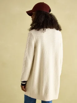 Game Point Button Through Longline Cable Knit Cardigan<Joules Sale