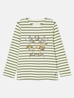 Girls' Harbour Khaki Green Long Sleeve Top<Joules Sale