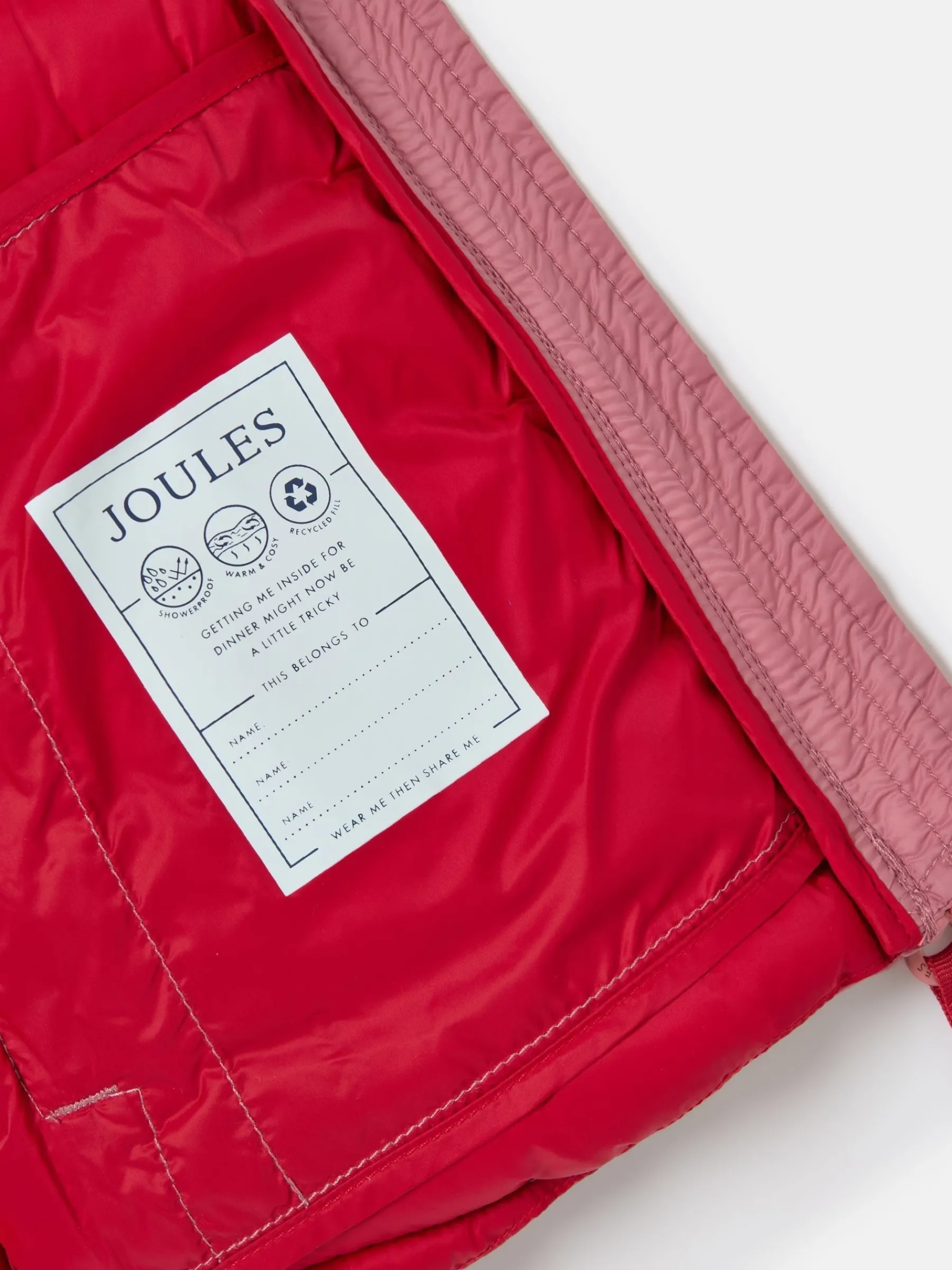 Girls' Kinnaird Light Pink Showerproof Padded Coat<Joules Clearance