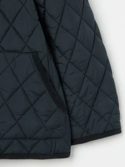 Girls' Marsdale Navy Blue Diamond Quilted Coat With Hood<Joules Discount
