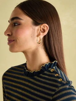Grace Navy sparkle Long Sleeve Jersey Top<Joules New
