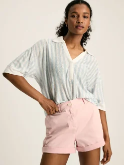 Hadley Blue Stripe Linen Polo Shirt<Joules