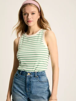 Harbour Cream & Green Striped Jersey Vest<Joules Sale