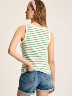 Harbour Cream & Green Striped Jersey Vest<Joules Sale