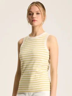 Harbour Cream & Yellow Striped Jersey Vest<Joules