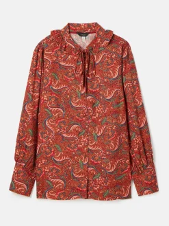 Harper Red Paisley Pussybow Tie Blouse<Joules Best