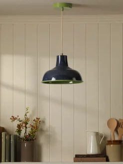 Hatfield Navy & Green Industrial-Style Pendant Light<Joules Discount