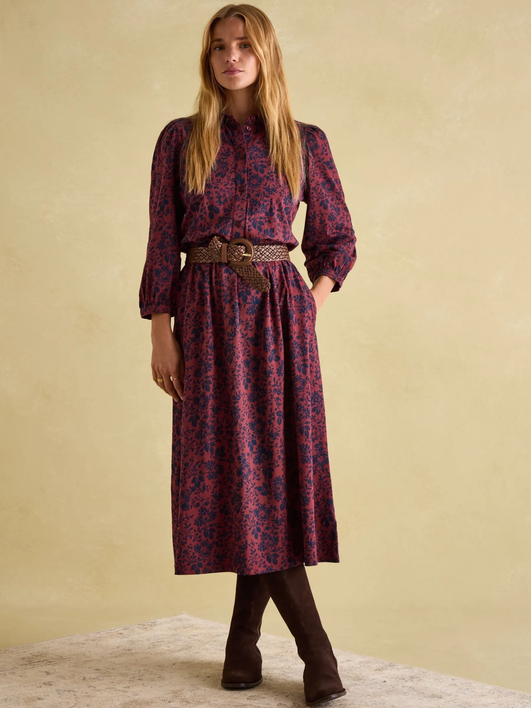 Hazel Red and Navy Jersey Shirt Dress<Joules Best