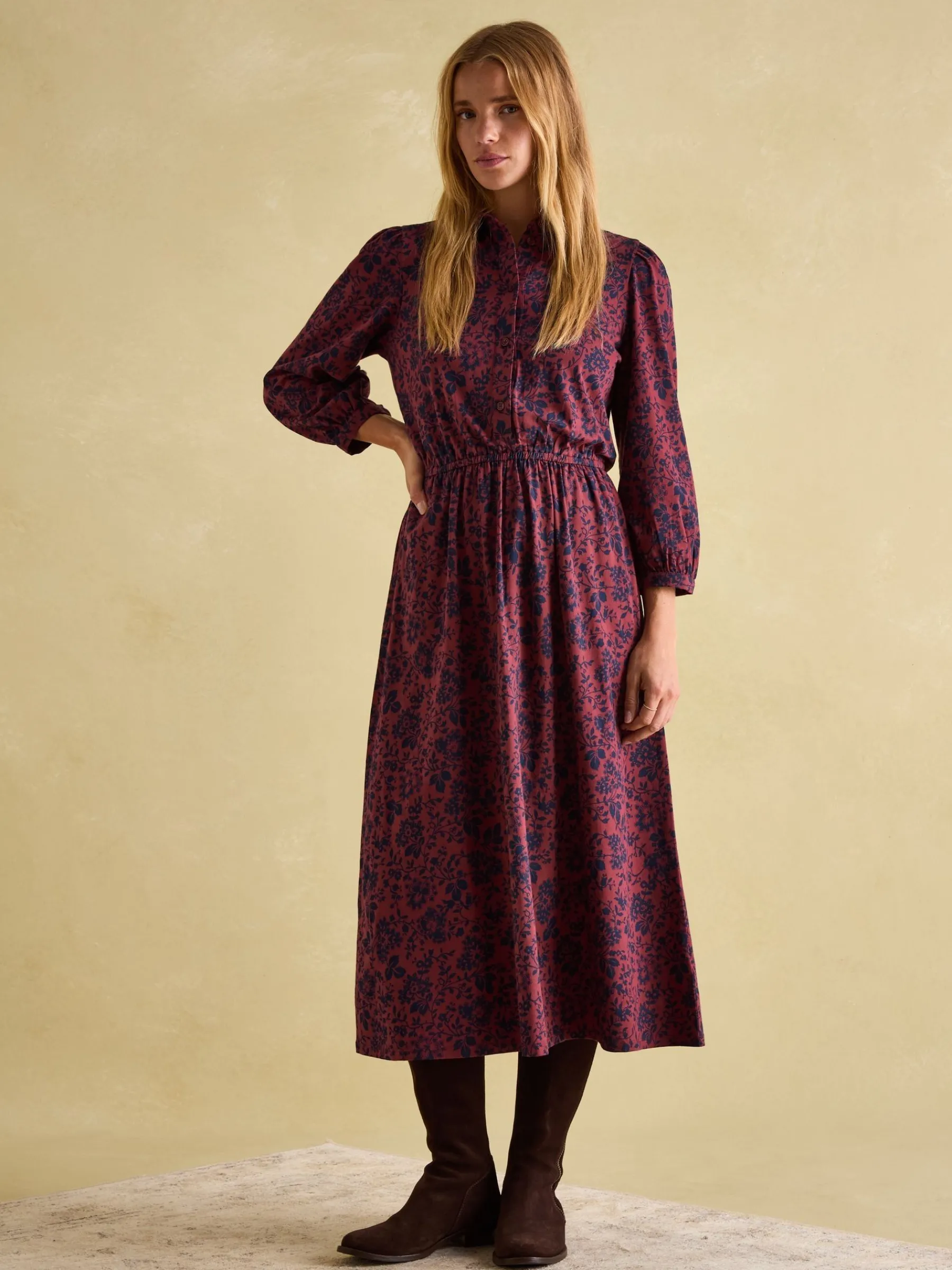 Hazel Red and Navy Jersey Shirt Dress<Joules Best