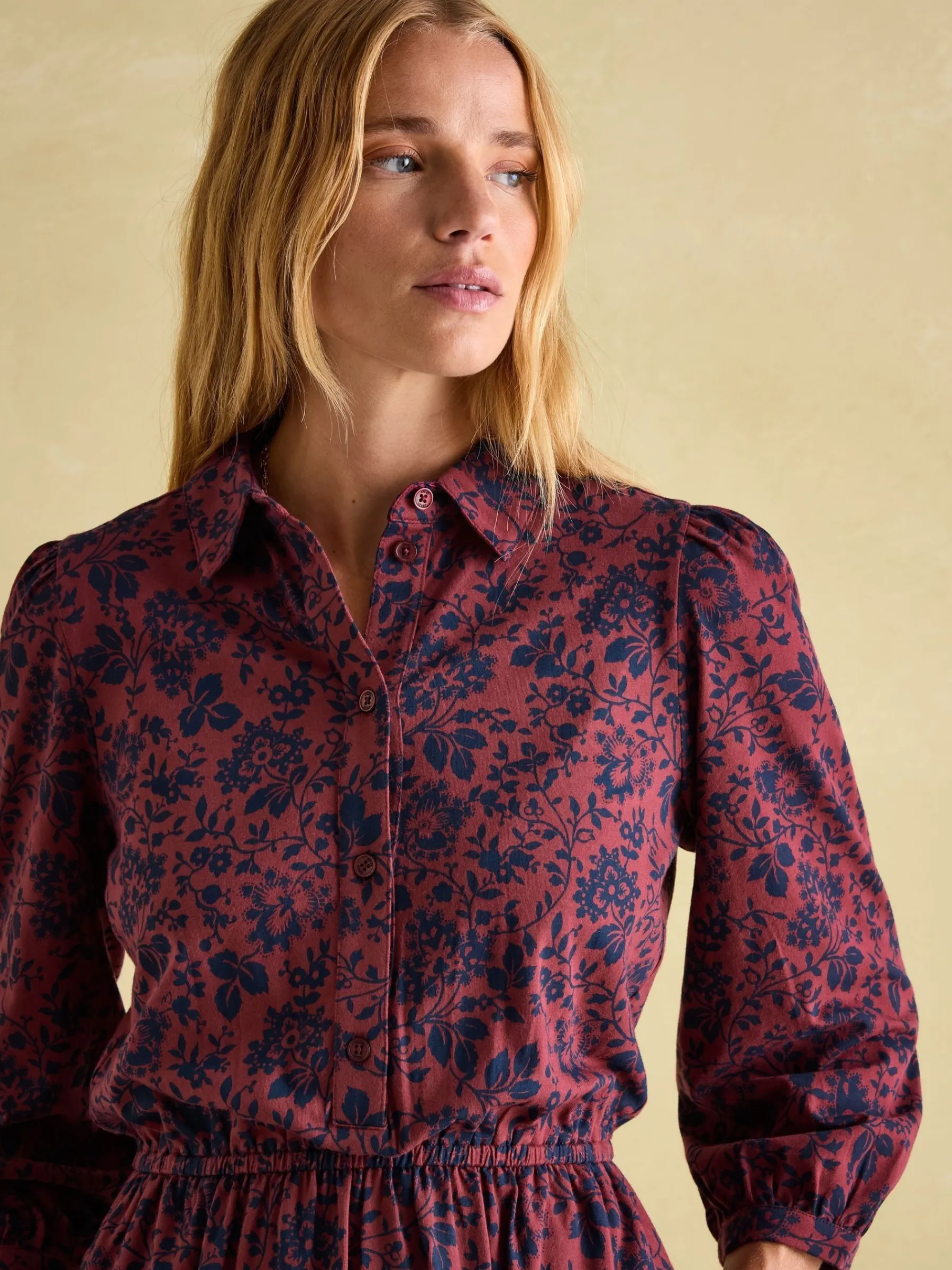 Hazel Red and Navy Jersey Shirt Dress<Joules Best