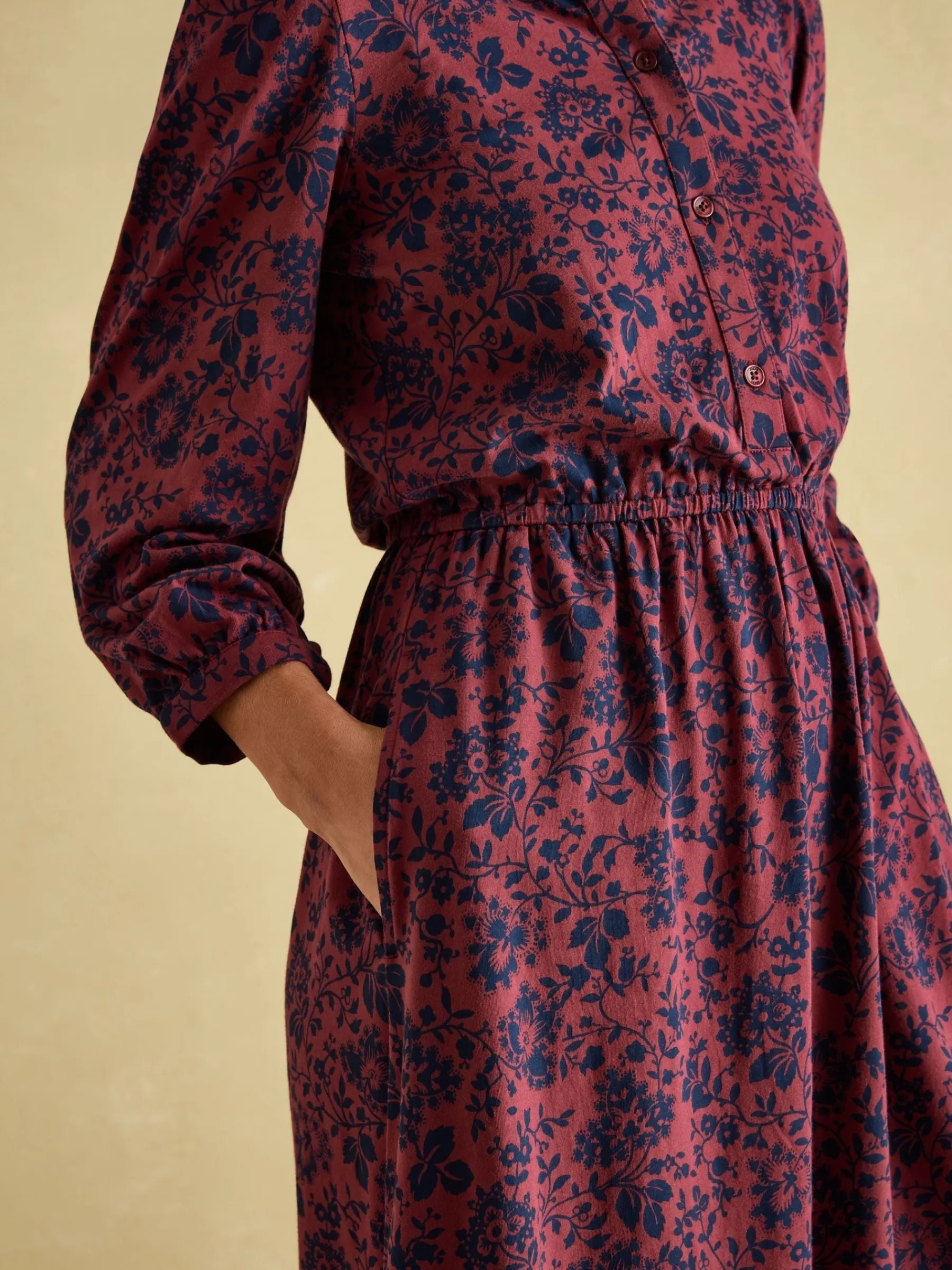 Hazel Red and Navy Jersey Shirt Dress<Joules Best