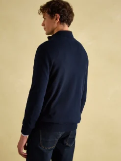 Hillside Navy Blue Quarter Zip Knit Jumper<Joules Discount