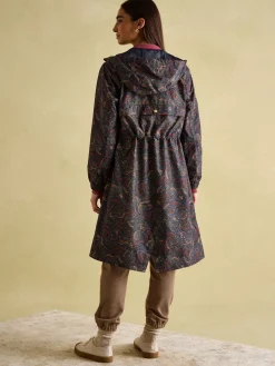 Holkham Navy Blue Paisley Waterproof Packable Raincoat With Hood<Joules