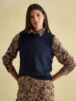 Holly Navy Blue Regular Fit Knitted Vest<Joules Online