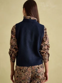 Holly Navy Blue Regular Fit Knitted Vest<Joules Online