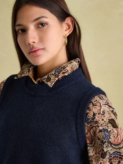 Holly Navy Blue Regular Fit Knitted Vest<Joules Online