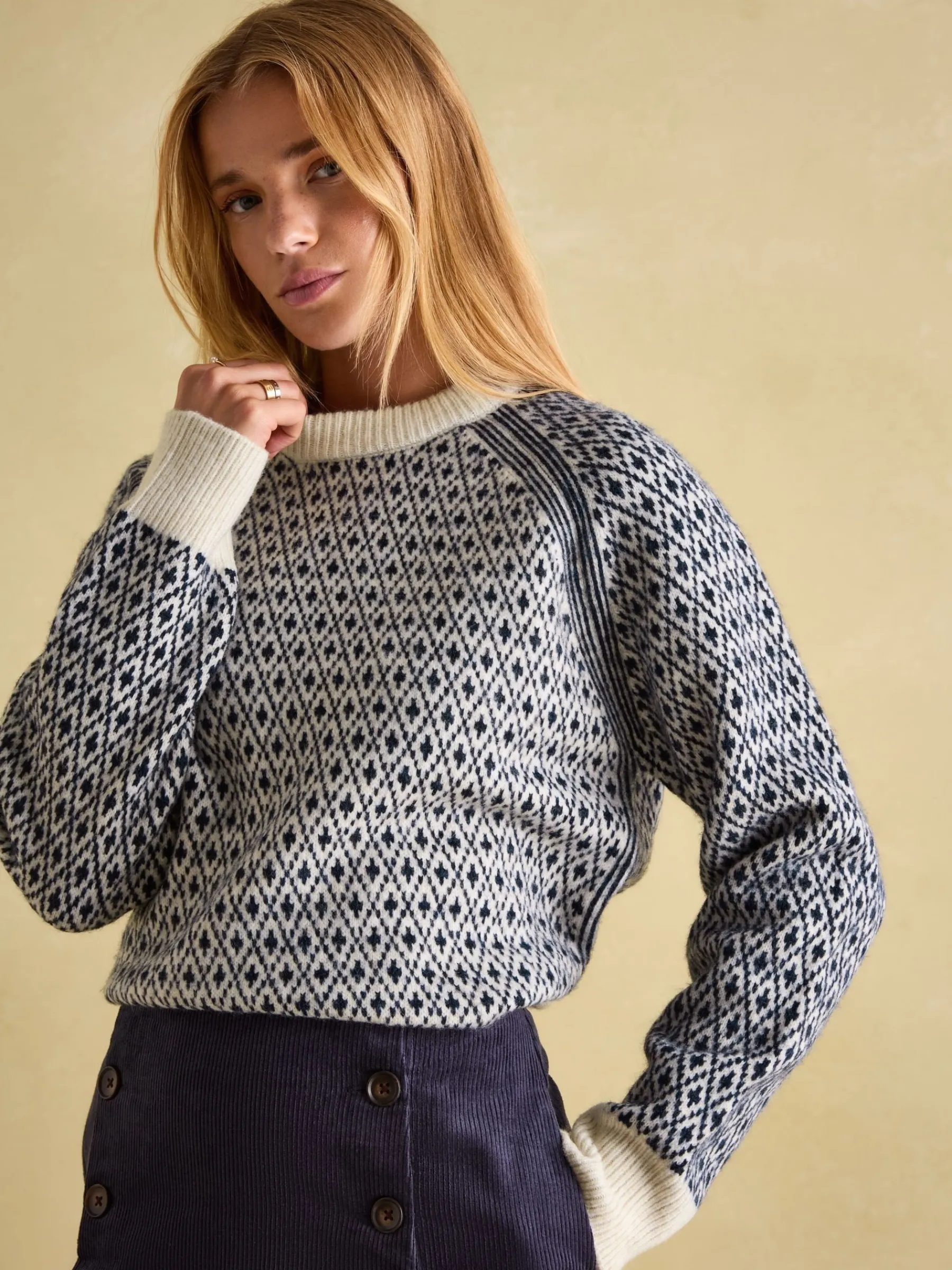 Ingrid Patterned Jumper with Detachable Roll Neck<Joules Hot