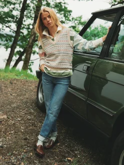 Islay V Neck Fair Isle Knitted Vest<Joules Sale