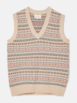 Islay V Neck Fair Isle Knitted Vest<Joules Sale