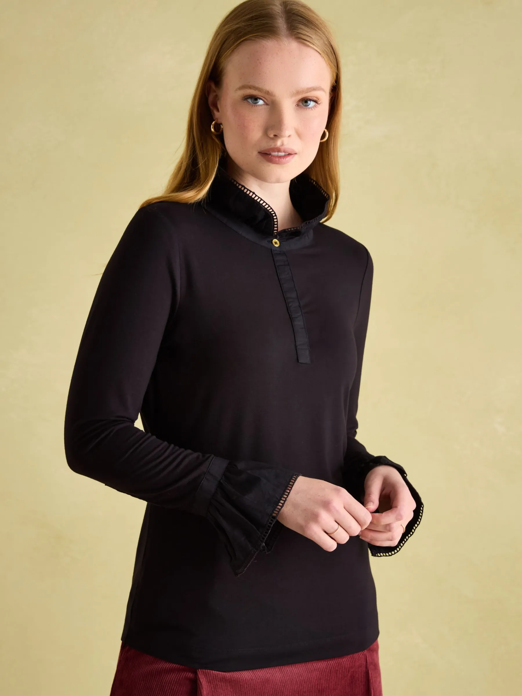 Kate Long Sleeve Frilled Neck Top<Joules Online
