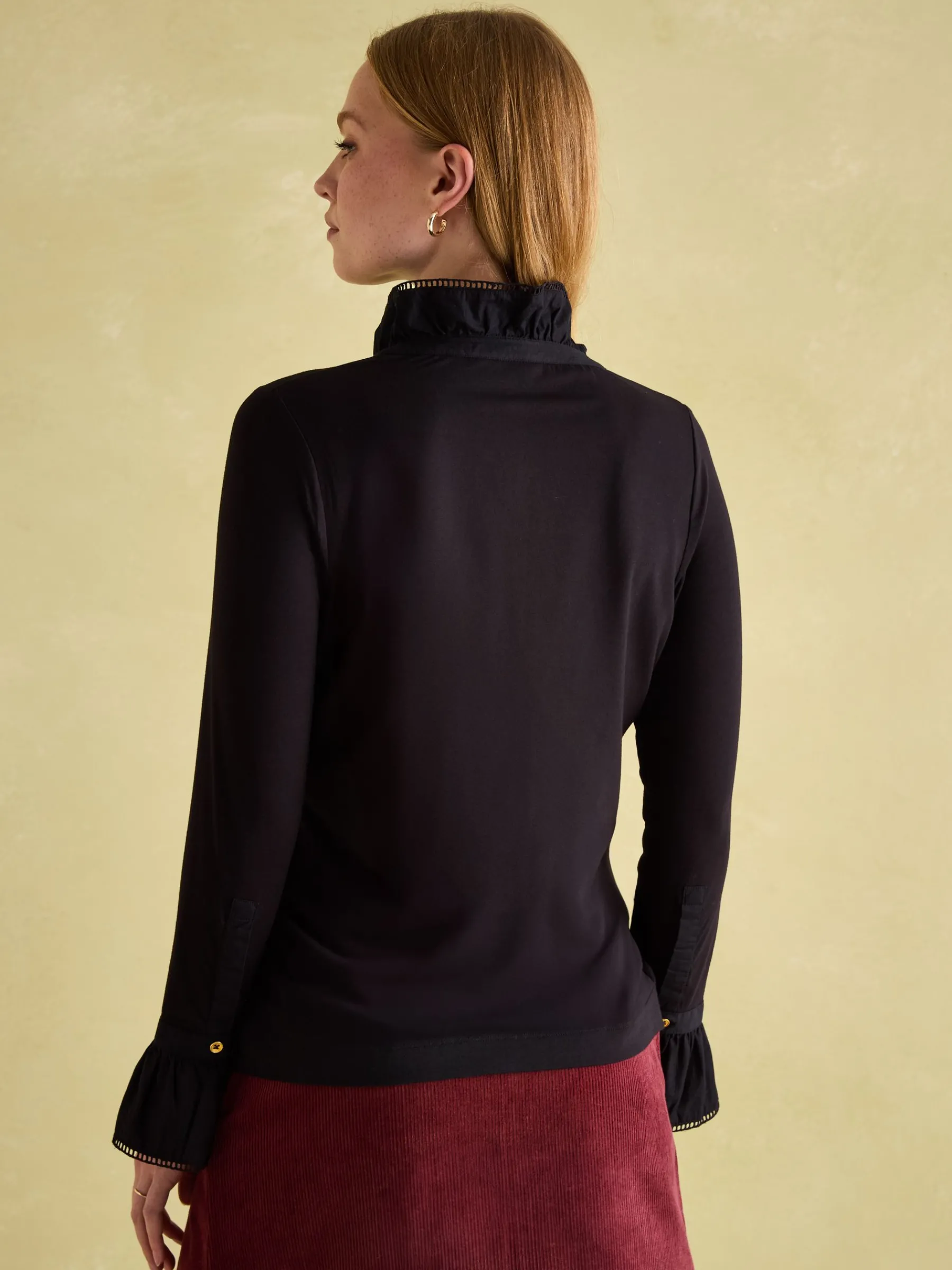 Kate Long Sleeve Frilled Neck Top<Joules Online